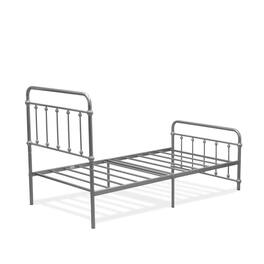 East West Furniture - Garland Twin Bed Frame with 6 Metal Legs - Deluxe Bed Frame in Powder Coating Color - Silver