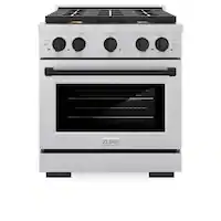 ZLINE - Autograph 30 in. Paramount Satin Steel Gas Range w/ 4 Burners & Black Accents (SGRSZ-30-MB) - Stainless Steel - Front_Zoom