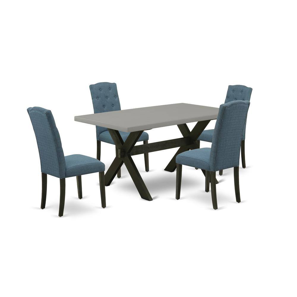 Left. East West Furniture - East West Furniture X696CE121-5 5-Pc Kitchen Dining Room Set - 4 Dining Padded Chairs and 1 Modern Cement Kitchen Table - Multi-Color.