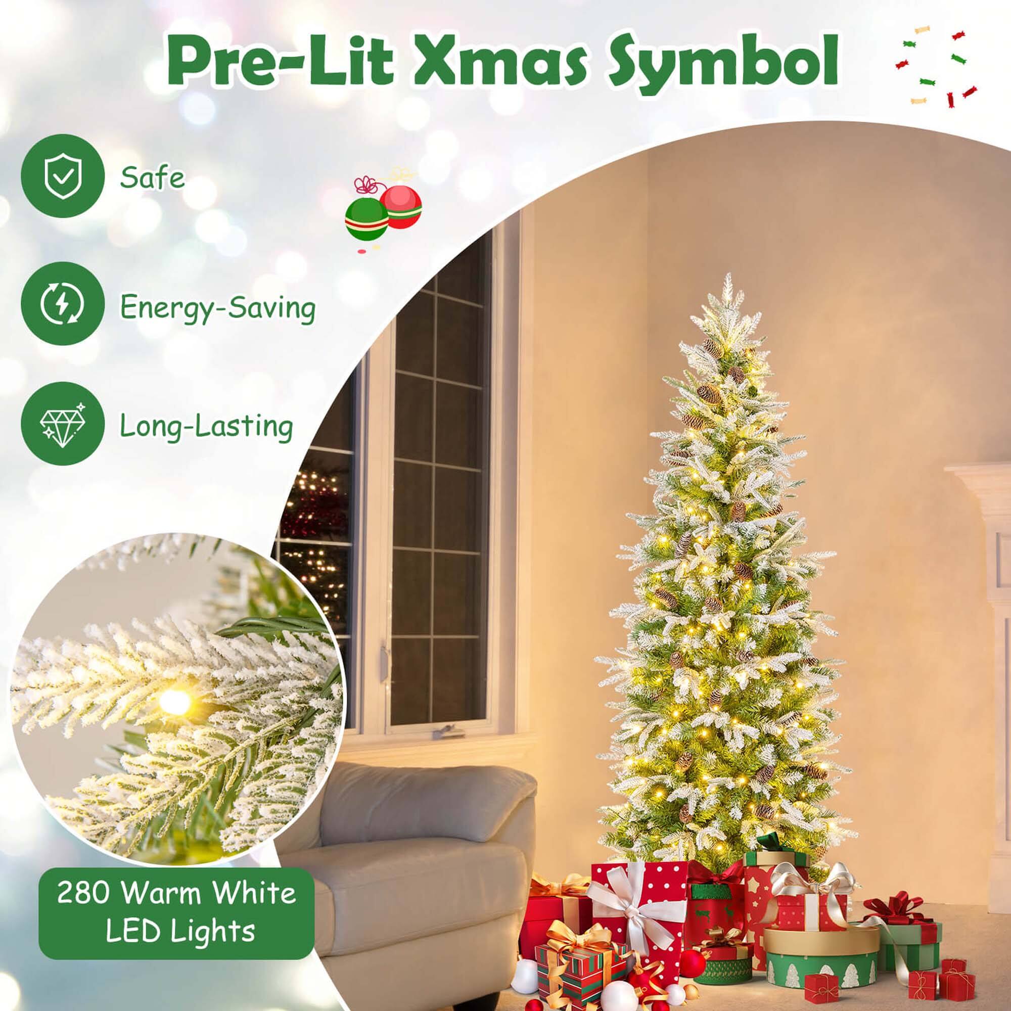 Pre-Lit Xmas Symbol Safe Energy-Saving Long-Lasting 280 Warm White LED Lights
