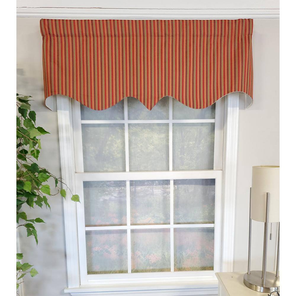 Angle. RLF Home - RLF Home Roman Stripe Regal 3" Rod Pocket Lining Luxurious and Elegant Window Treatment Valance 50" x 17" Orange - Orange.