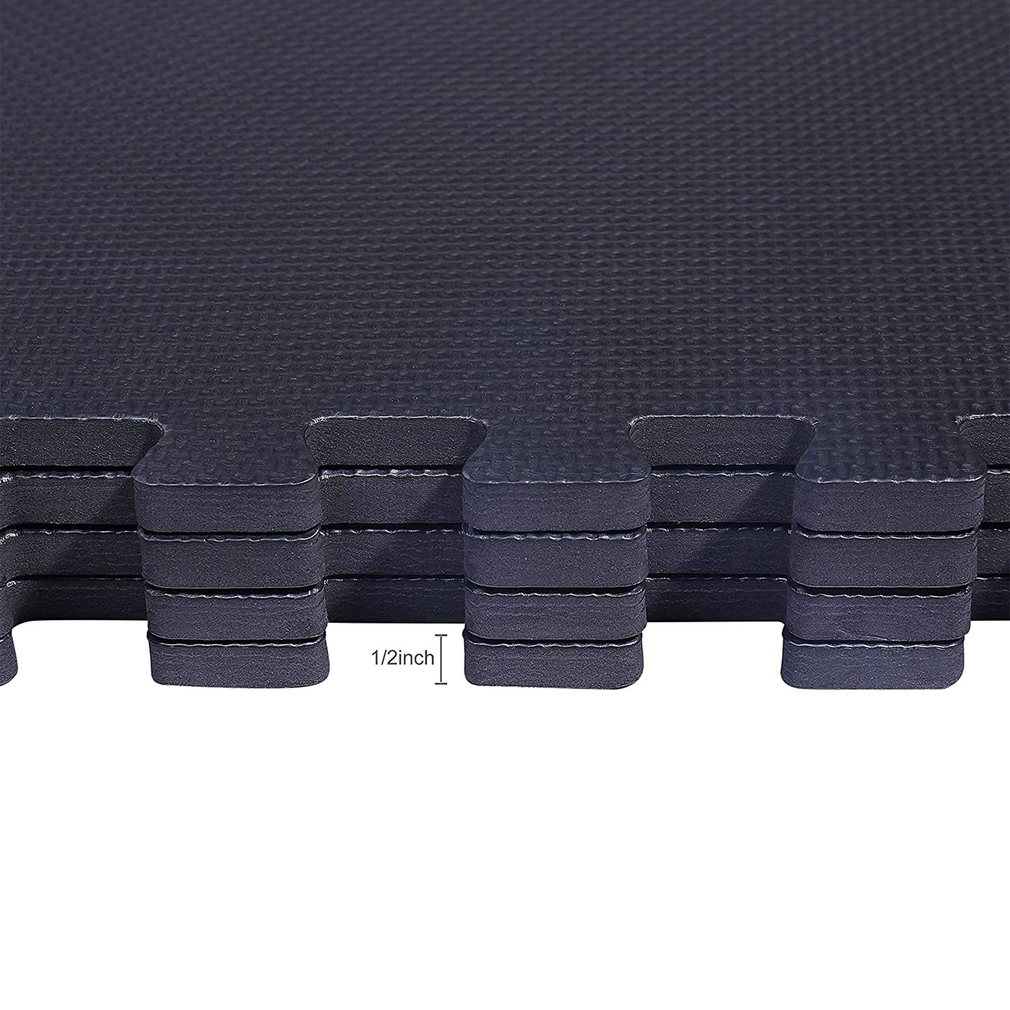 Alt View 10. BalanceFrom Fitness - BalanceFrom Fitness 144 Square Foot EVA Foam Exercise Mat Tiles, Black (2 Pack) - Black.