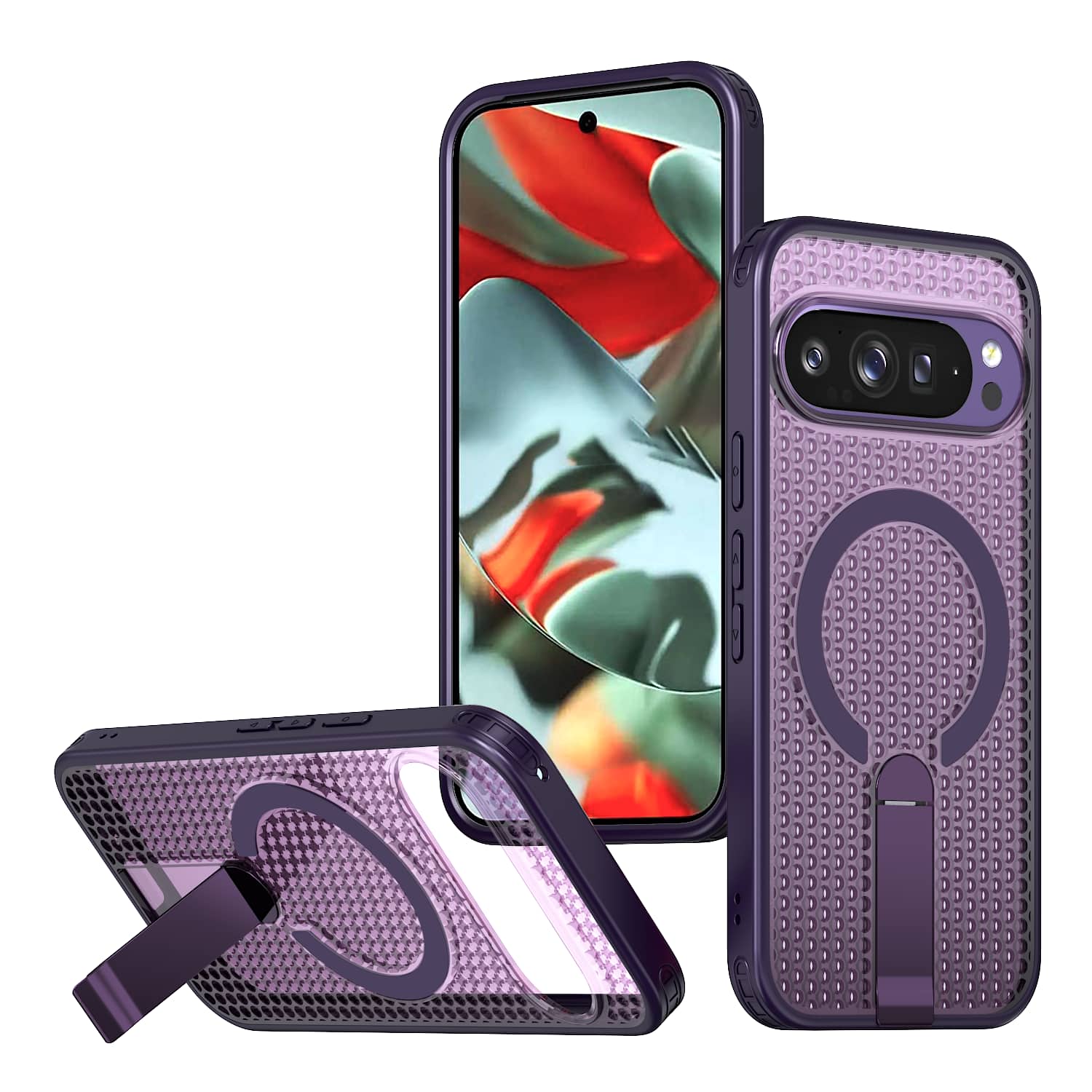 Dteck - Rugged Magnetic Case for Google Pixel 10 Pro XL with Kickstand,Shock-absorbent Heavy Duty Heat Dissipation Back Cover - Purple price history on PriceWatchPro