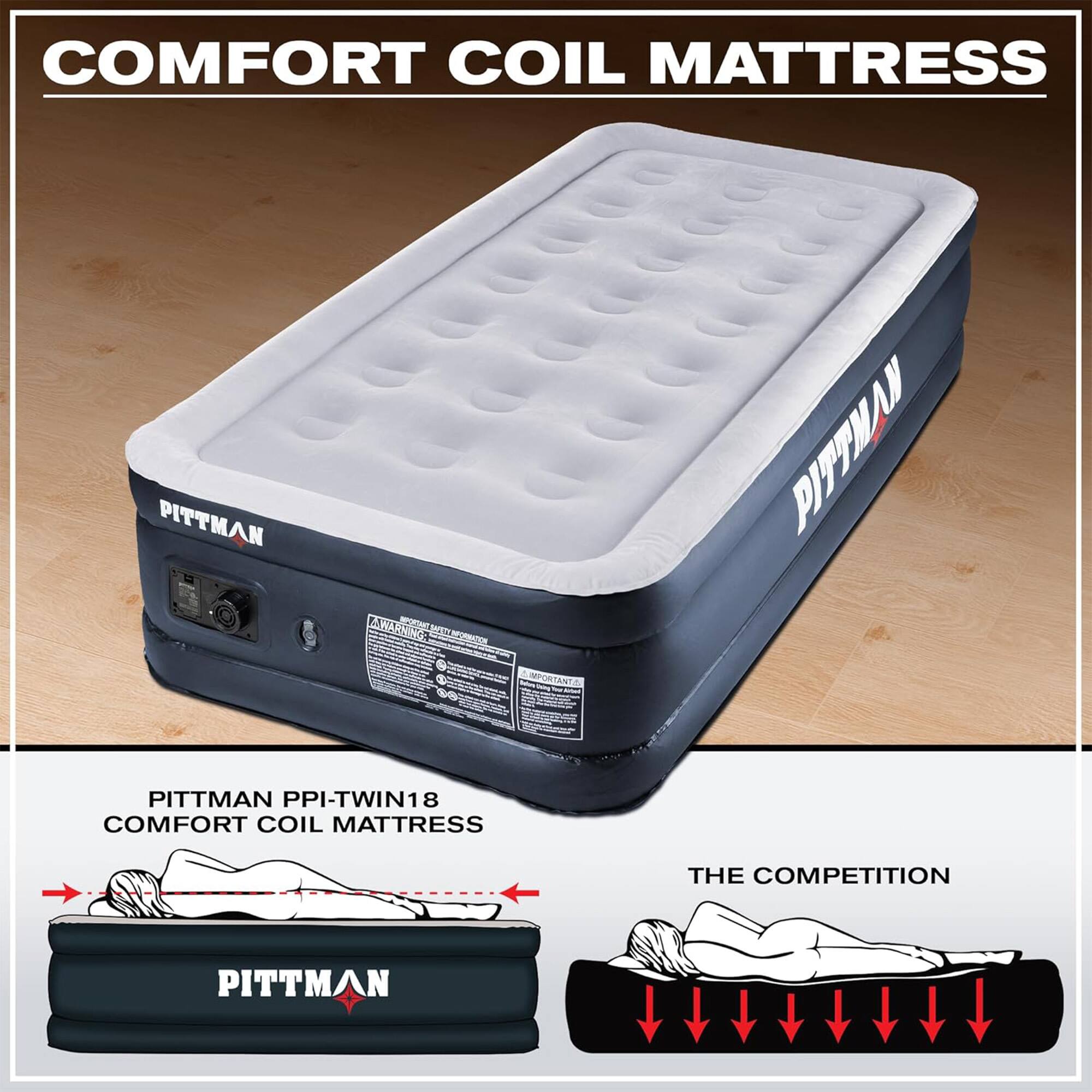 COMFORT COIL MATTRESS  
PITTMAN HRAN SCON MU  
PITTWAN 0009 ASN PITTMAN  
PPI-TWIN18  
COMFORT COIL MATTRESS  
THE COMPETITION
