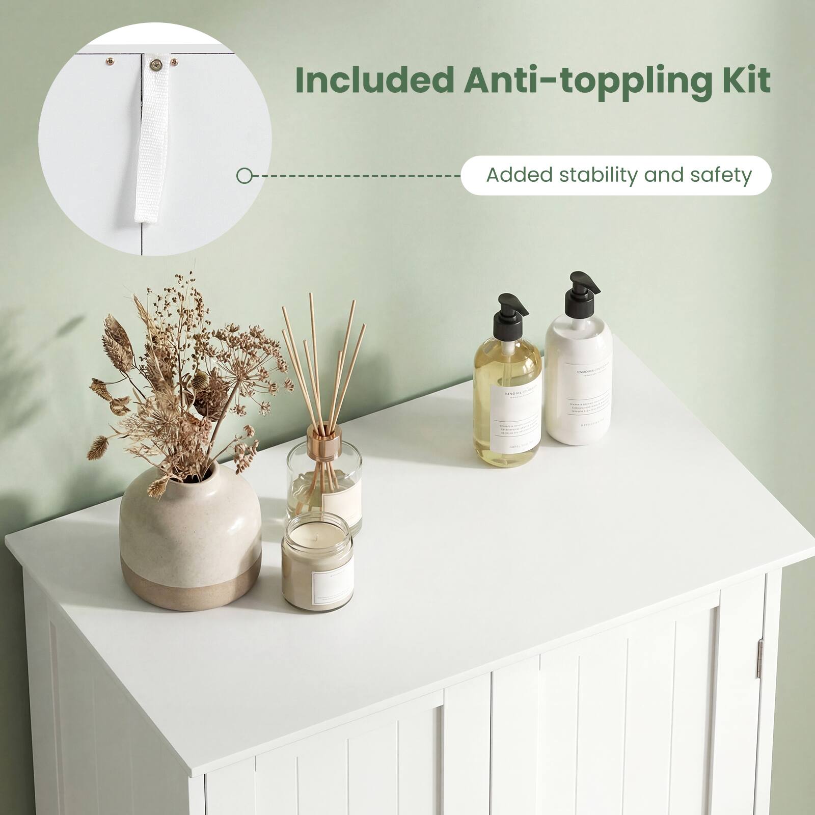 Included Anti-toppling Kit  
Added stability and safety