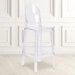 Emma + Oliver - Ghost Barstool with Oval Back - Transparent Crystal