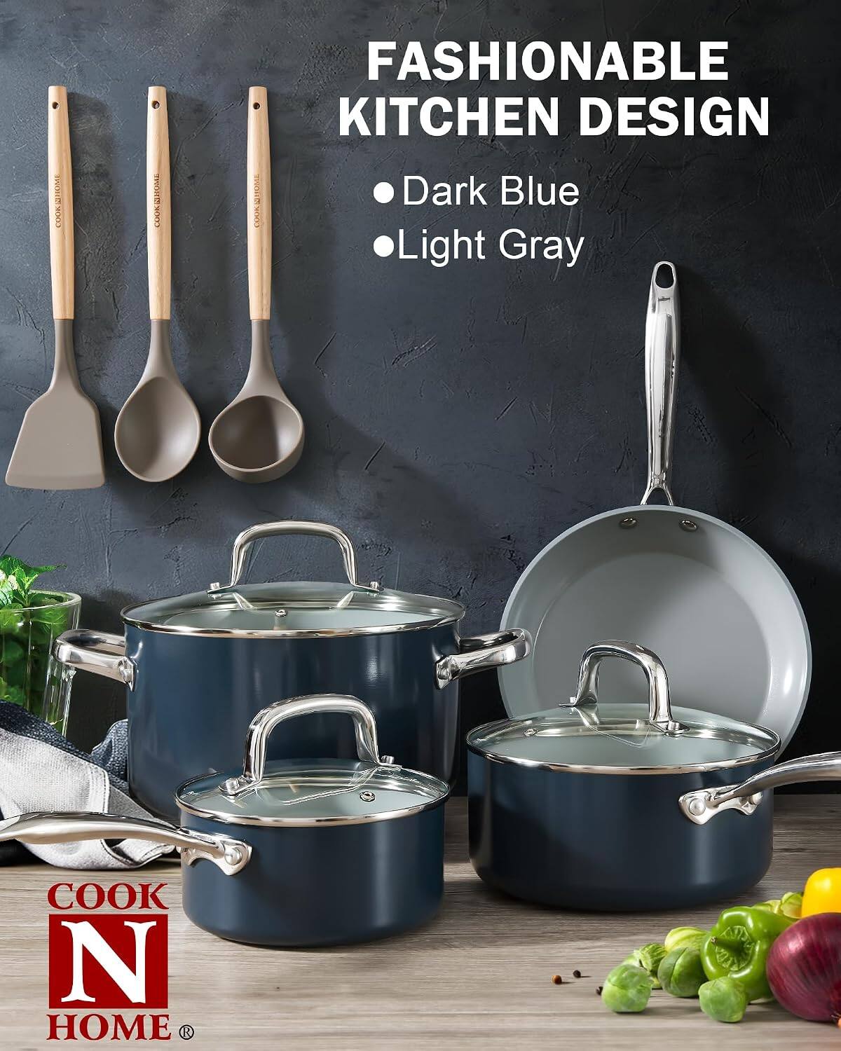 FASHIONABLE KITCHEN DESIGN  
Dark Blue  
Light Gray  

COOK N HOME