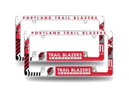 Rico Industries - Portland Trail Blazers NBA (Set of 2) Chrome Metal License Plate Frames with Bold Full Frame Design - Multi