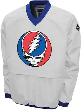 PopMarket - Grateful Dead - Grateful Dead - Steal Your Face - Water Resistant Pullover Windshell - Medium White - APPAREL - Multicolor