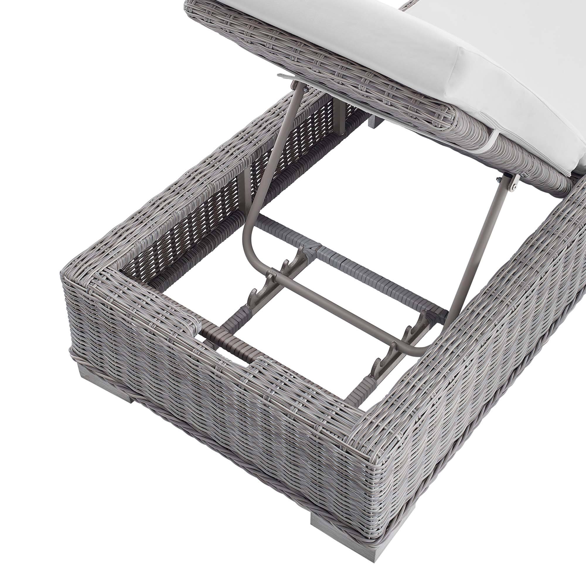 Alt View 4. Modway - Conway Outdoor Patio Wicker Rattan Chaise Lounge - Light Gray White.