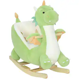 Qaba - Baby Rocking Horse, Ride Dinosaur, Kids Ride On Toy with Realistic Sound, Safety Belt, Plush Animal Rocker for Kids