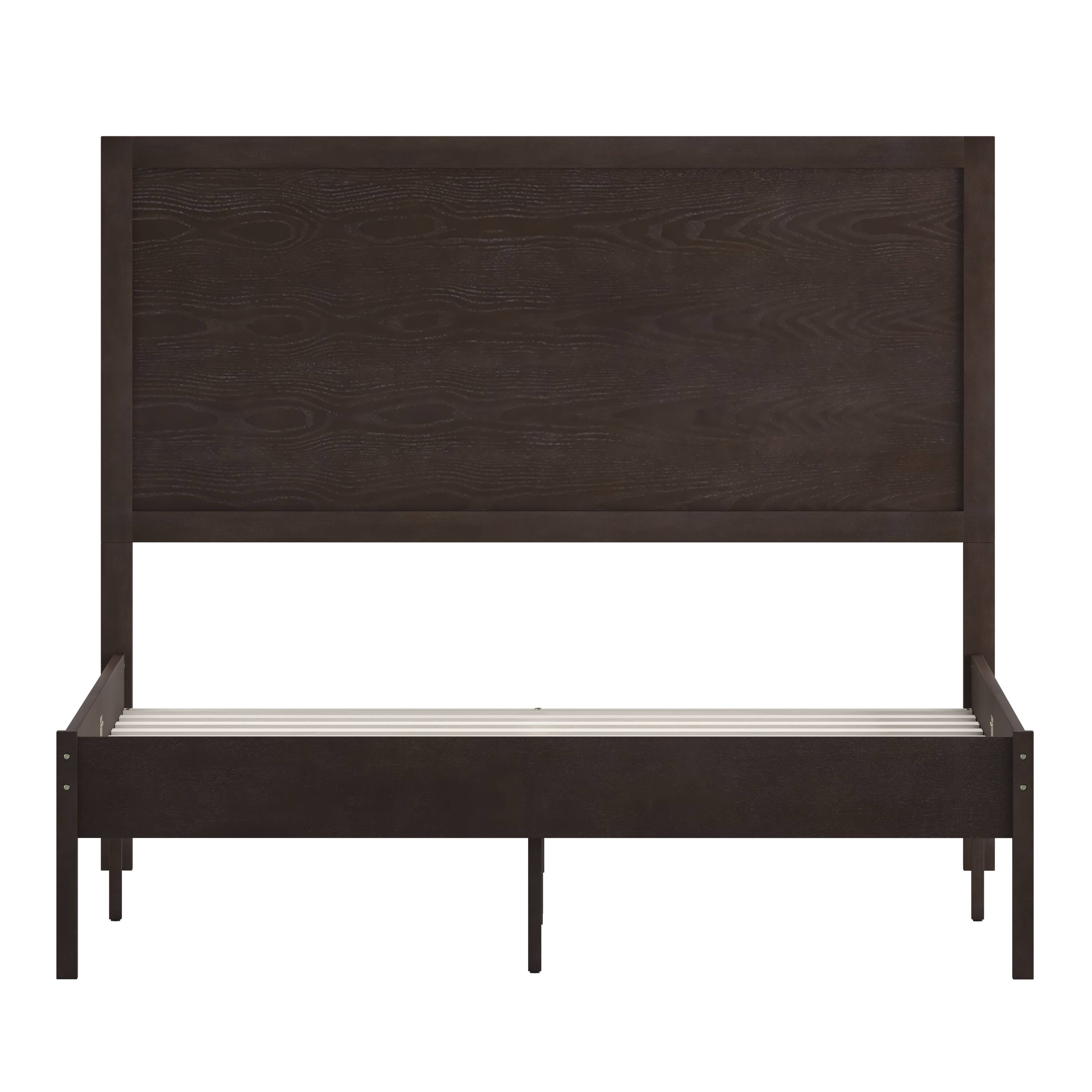 Alt View 9. Emma + Oliver - Ashton Classic Wooden Platform Bed with Headboard - Dark Brown.