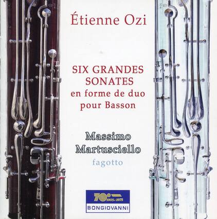Étienne Ozi
SIX GRANDES SONATES en forme de duo pour Basson
Massimo Martusciello
fagotto
700
1905-1975
BONGIOVANNI