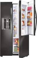 LG - Door-in-Door 26.0 Cu. Ft. Side-by-Side Refrigerator with Thru-the-Door Ice and Water - Black stainless steel - Front_Zoom