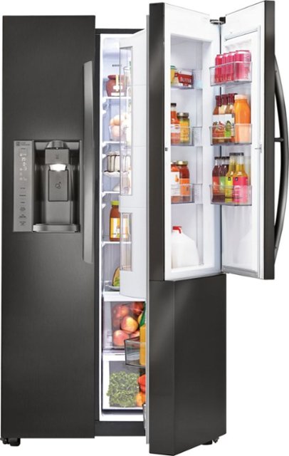 Front Zoom. LG - Door-in-Door 26.0 Cu. Ft. Side-by-Side Refrigerator with Thru-the-Door Ice and Water - Black stainless steel.