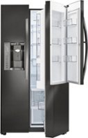 LG - 26 Cu. Ft. Door-in-Door Side-by-Side Refrigerator with Thru-the-Door Ice and Water - Black Stainless Steel - Front_Zoom