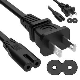 5 CORE - AC Power Cord 6 Ft 2 Prong US Male to Female Extension Adapter 16AWG/2C 125V 13A - Black
