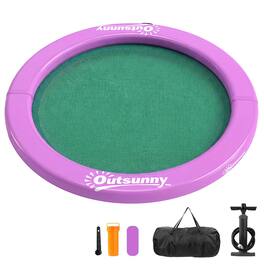 Outsunny - 8FT Inflatable Water Hammock, Round Floating Ring Raft for Adults, Heavy Duty Inflatable Floating Dock Platform