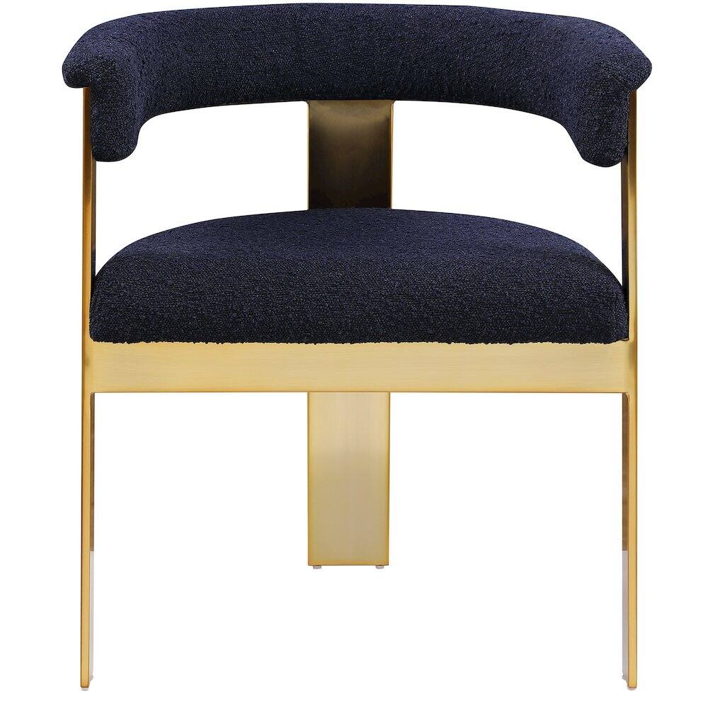 Alt View 2. Meridian Furniture - Romeo Navy Boucle Fabric Dining Chair, Set of 2 - Blue.