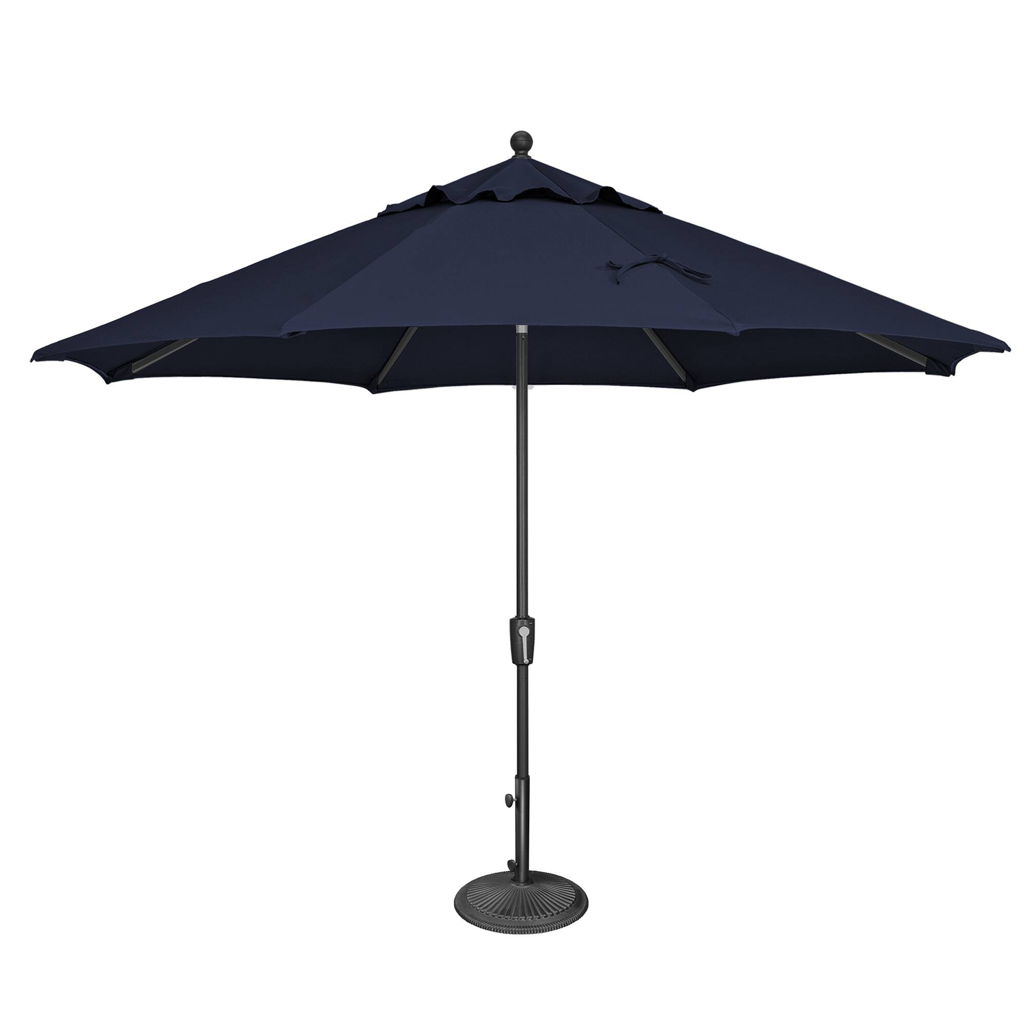 Mondawe - 11' Octagon Patio Umbrella Push Button Tilt Black Frame - Navy