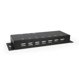Coolgear - 7-Port USB Hub - USB Type-A - Slim Design - Power LED - 480Mbps - Includes Power Adapter - Black