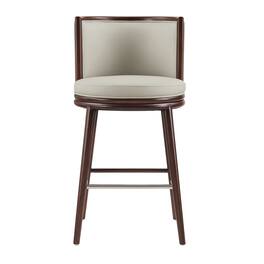 Manhattan Comfort - Evalyn Modern Wood Upholstered Barstool - Stone