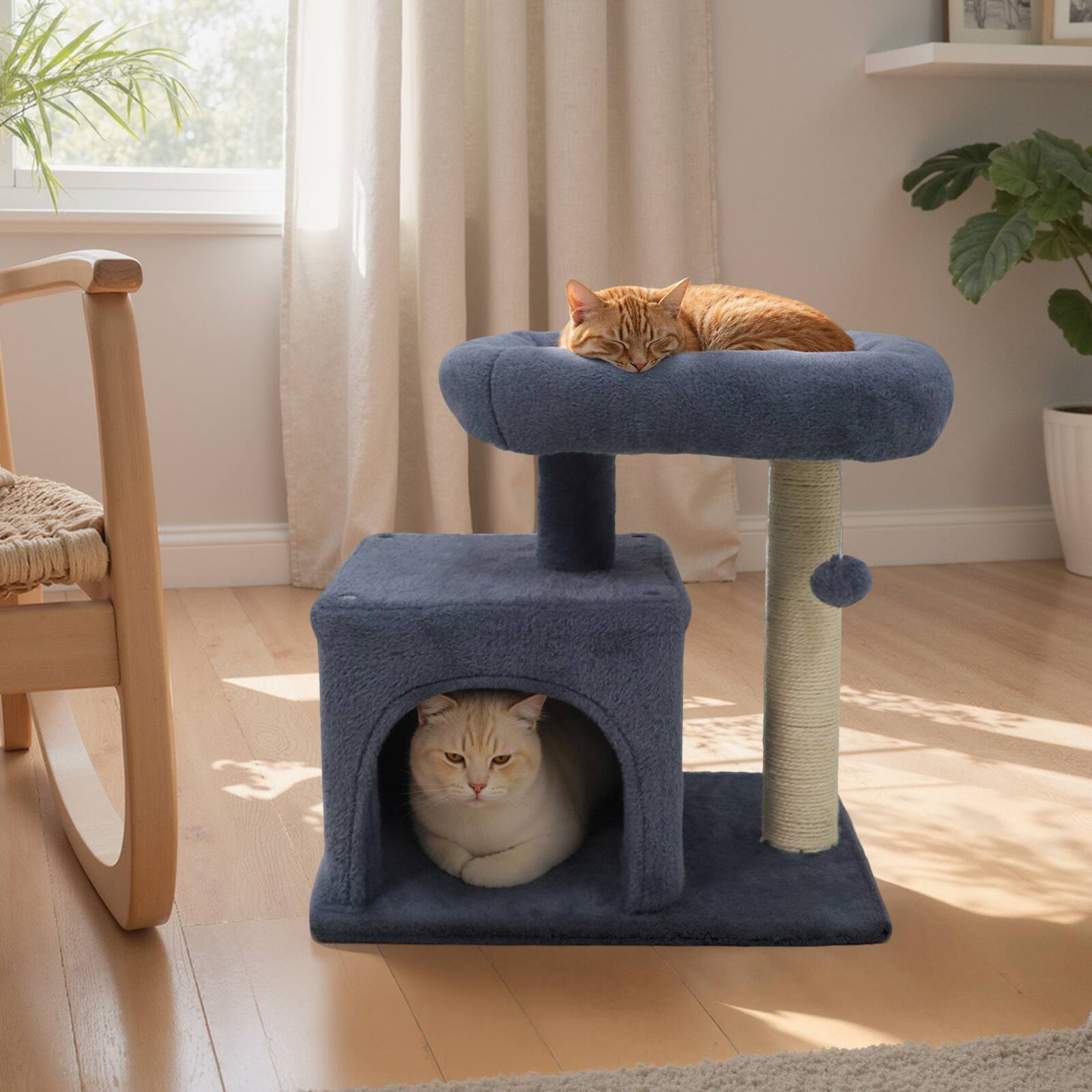 Alt View 1. Gymax - Gymax 19.5'' Small Cat Tree w/Large Padded Plush Perch Condo Sisal Scratching Posts Dark Grey.