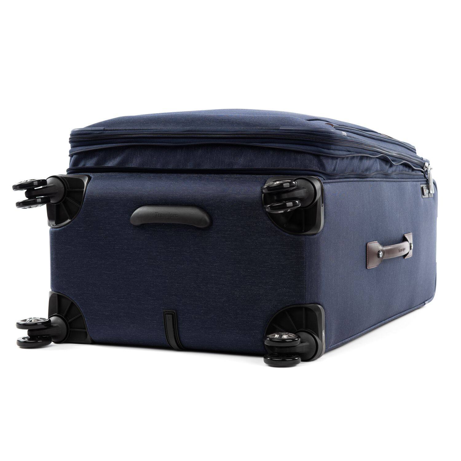 Alt View 4. Travelpro - Platinum Elite Softside Expandable 29" Checked Spinner - True Navy Blue.