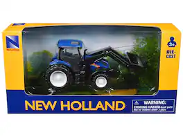 New Holland T6.175 Tractor with Front Loader Diecast Model by New Ray - Blue