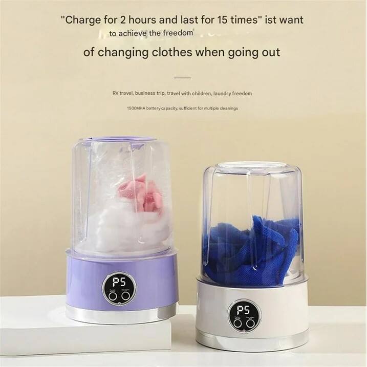 "Charge for 2 hours and last for 15 times" is what I want to achieve the freedom of changing clothes when going out

RV travel, business trip, travel with children, laundry freedom

1500MHA battery capacity sufficient for multiple cleanings