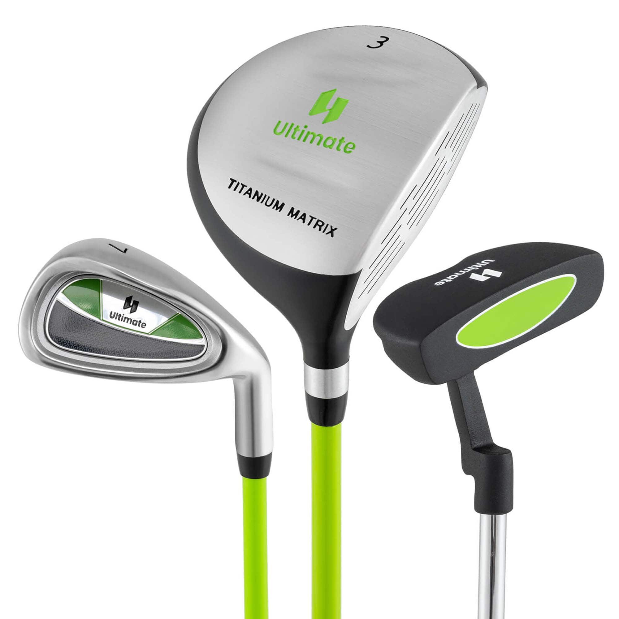 Costway - Junior Golf Club Set for Children Includes 165CC #3 Fairway Wood & #7 Iron - Green