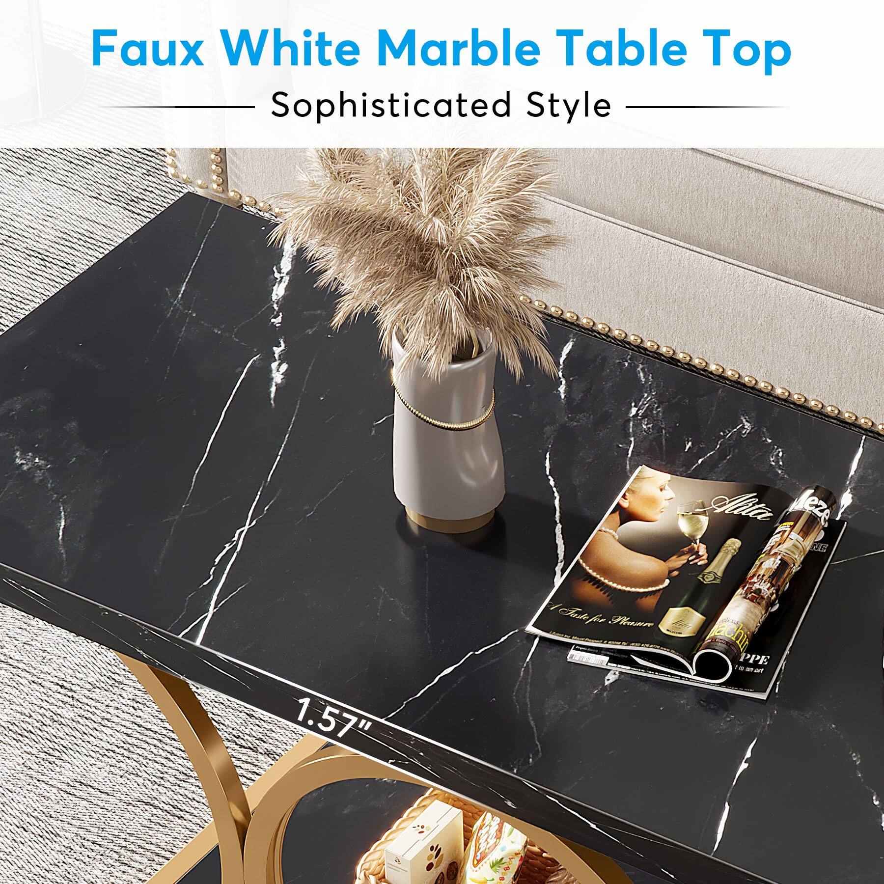 Faux White Marble Table Top  
Sophisticated Style

Alite leze NE  
1.57"  
Jaste for Pleasure  
achit PPE
