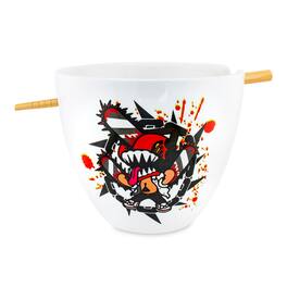 Just Funky - Chainsaw Man 16-Ounce Ceramic Ramen Bowl and Chopstick Set - White/Red