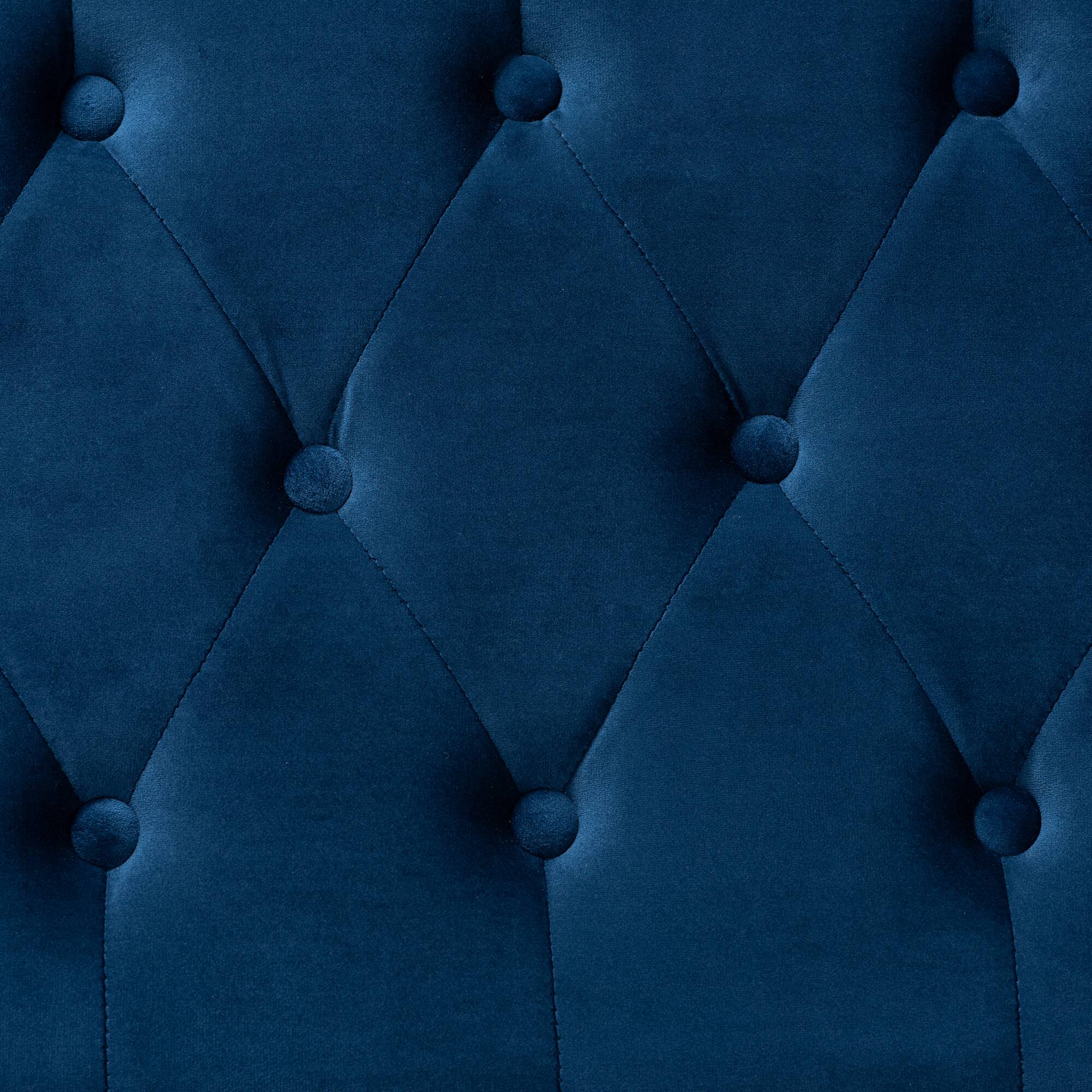 Alt View 2. Baxton Studio - Valere Glam and Luxe Velvet Fabric Upholstered Gold Finished Button Tufted Storage Ottoman - Navy Blue/Gold.