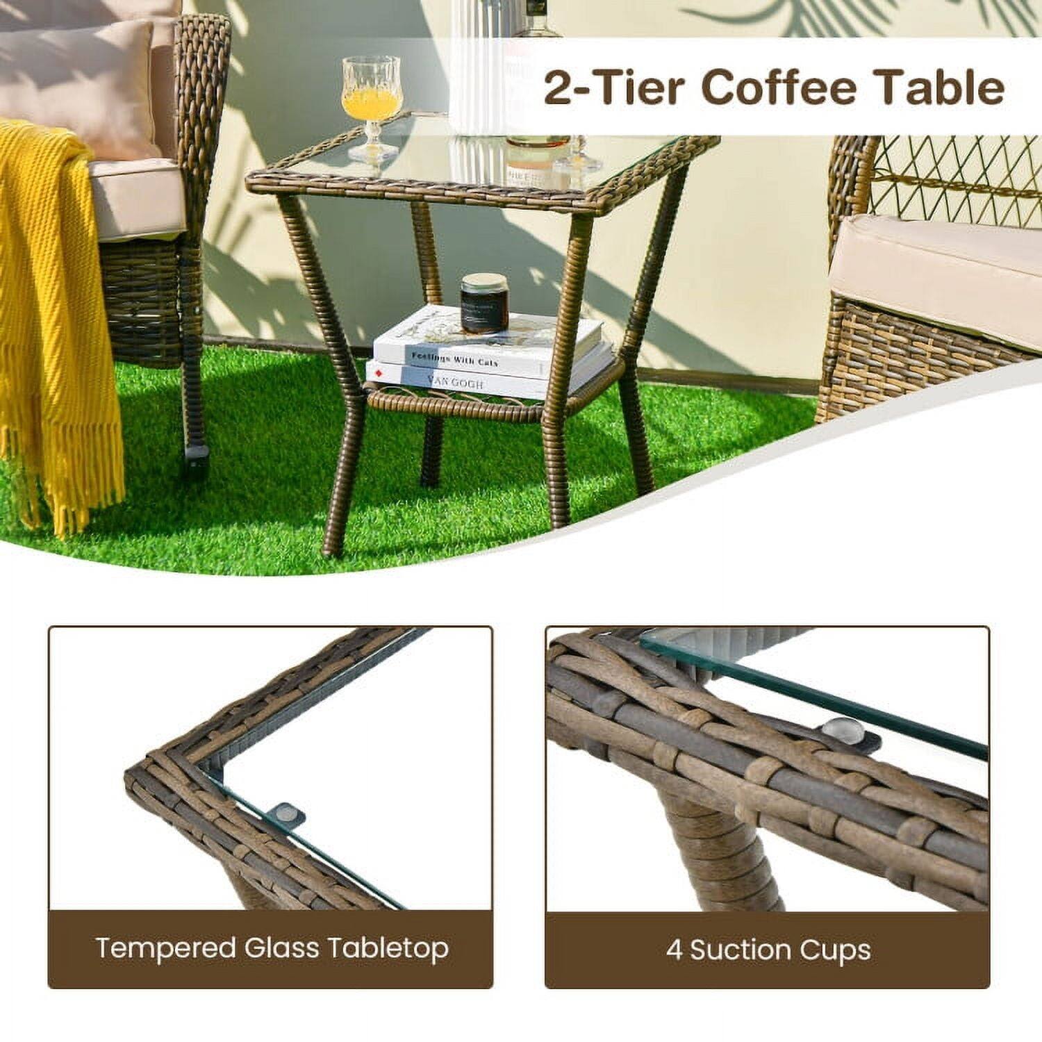 2-Tier Coffee Table  
- Tempered Glass Tabletop  
- 4 Suction Cups