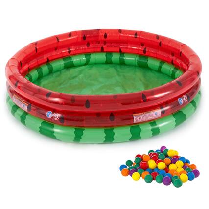 Front. Intex - Intex Inflatable Kiddie Watermelon Pool with Multi-Colored Fun Ballz, 100 Pack - Multi-color.