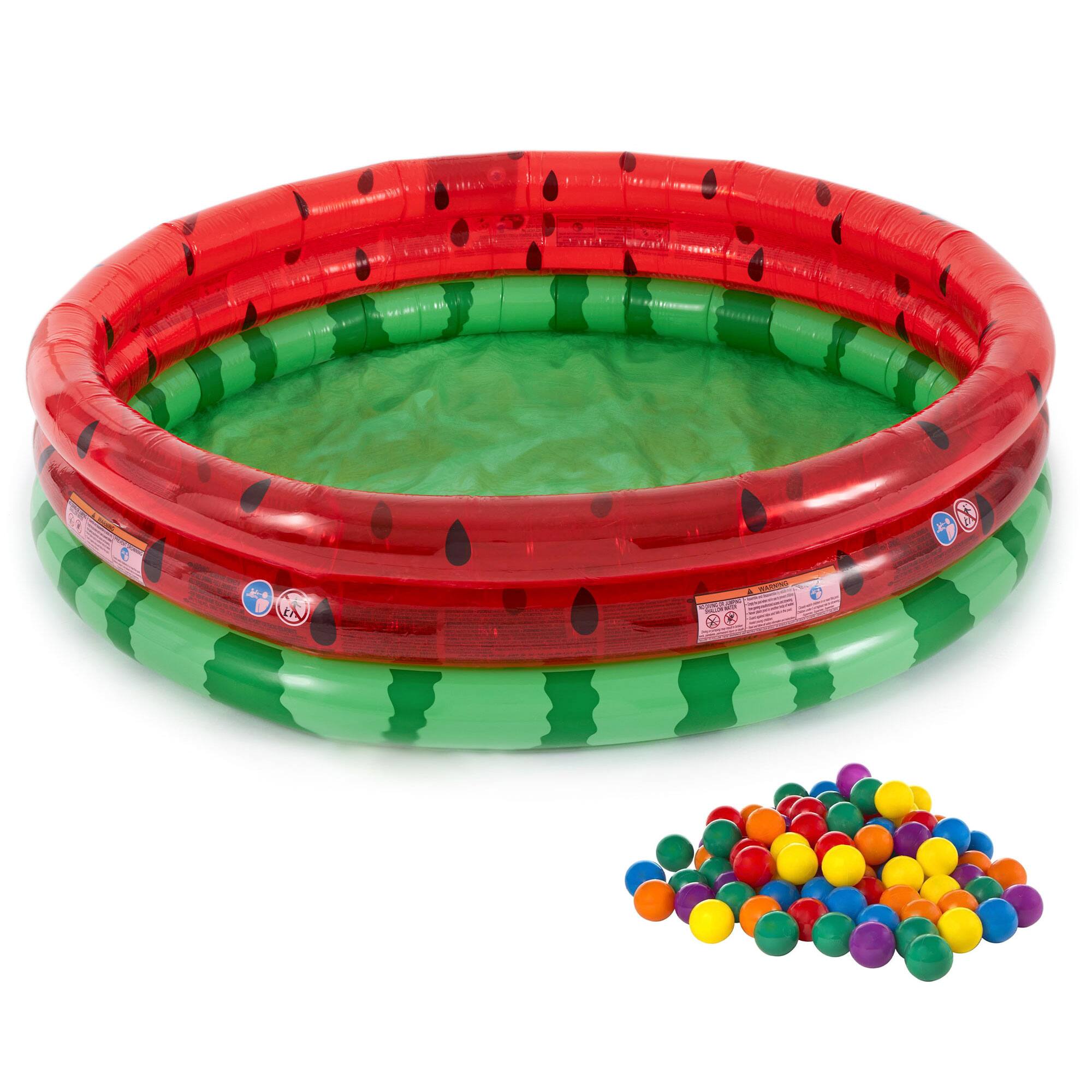 Front. Intex - Intex Inflatable Kiddie Watermelon Pool with Multi-Colored Fun Ballz, 100 Pack - Multi-color.