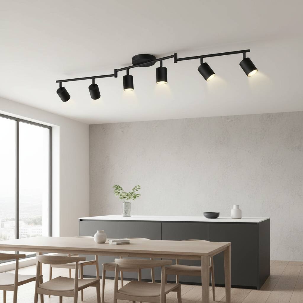 Back. Dazzed Corner - 6-Light LED Track Lighting Kit, Flexible Spotlight with Rotatable Head(GU10 Socket, NO Bulb) - Black.