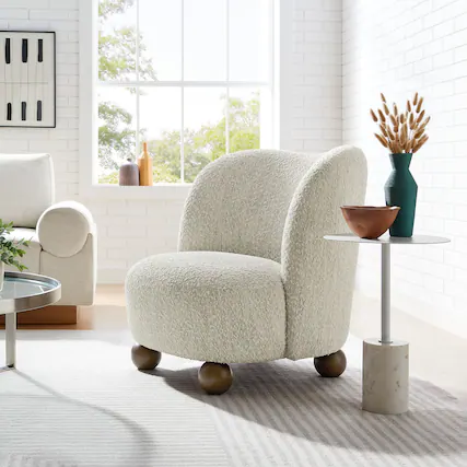Front. Modway - Monroe Boucle Fabric Accent Chair by Modway - Pearl Walnut.