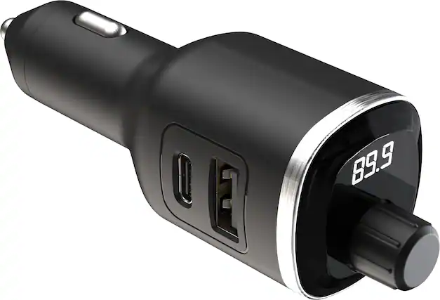 Front. Scosche - BTFREQ Bluetooth FM Transmitter,Dual 12W USB-C and USB-A Charging Ports - Black.