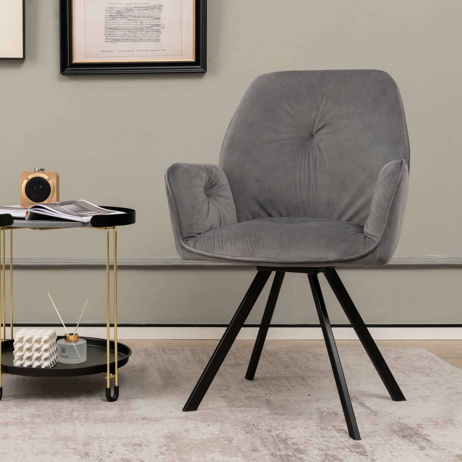 Alt View 9. Ecooso - Set of 2 Swivel Accent Chairs with Metal Legs and Wide Comfortable Backrest - Gray.