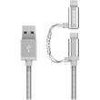 Kanex - MiColor 4' Premium DUO micro-USB and Lightning to USB Cable - Silver - Larger Front