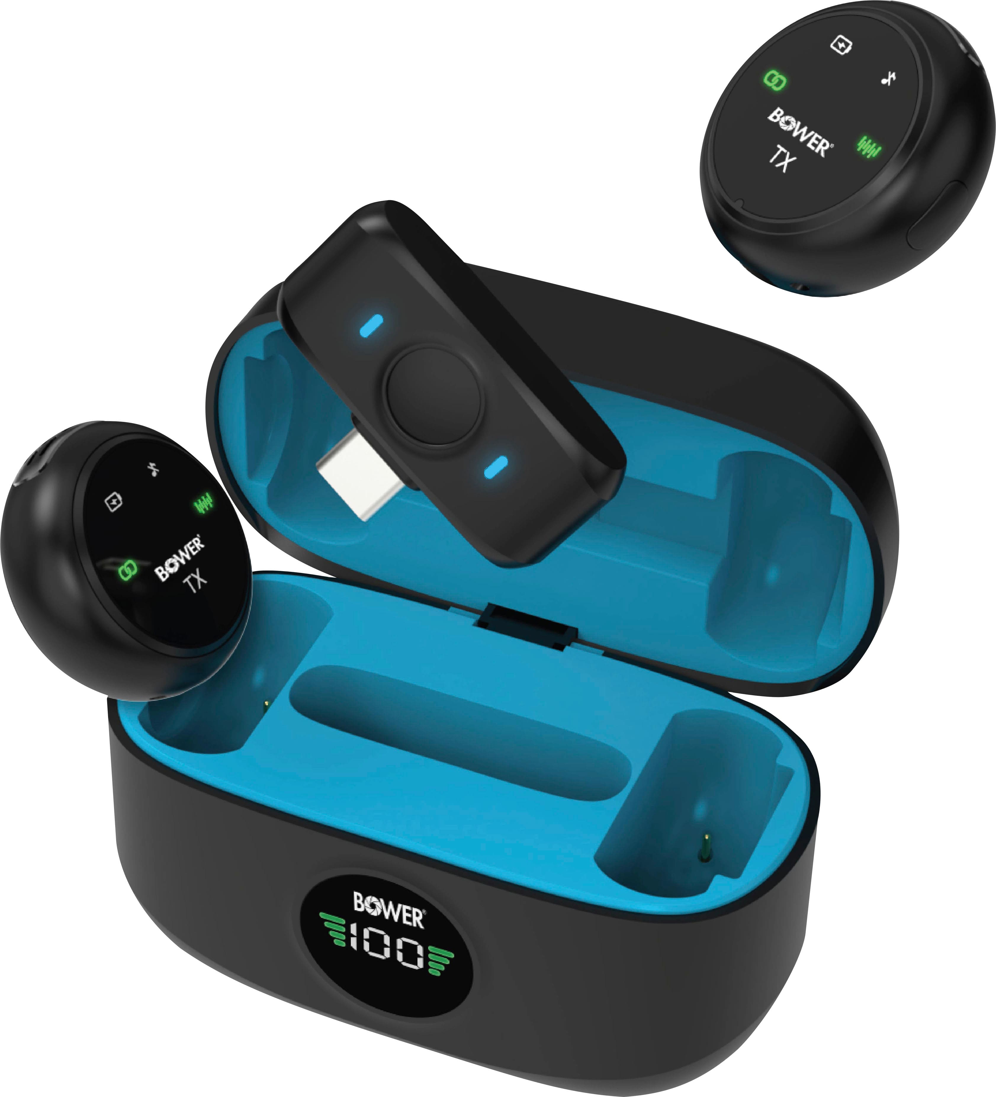 Bower - Audro M1 Wireless Microphone System with Charging Case and Noise Reduction - Front_Zoom