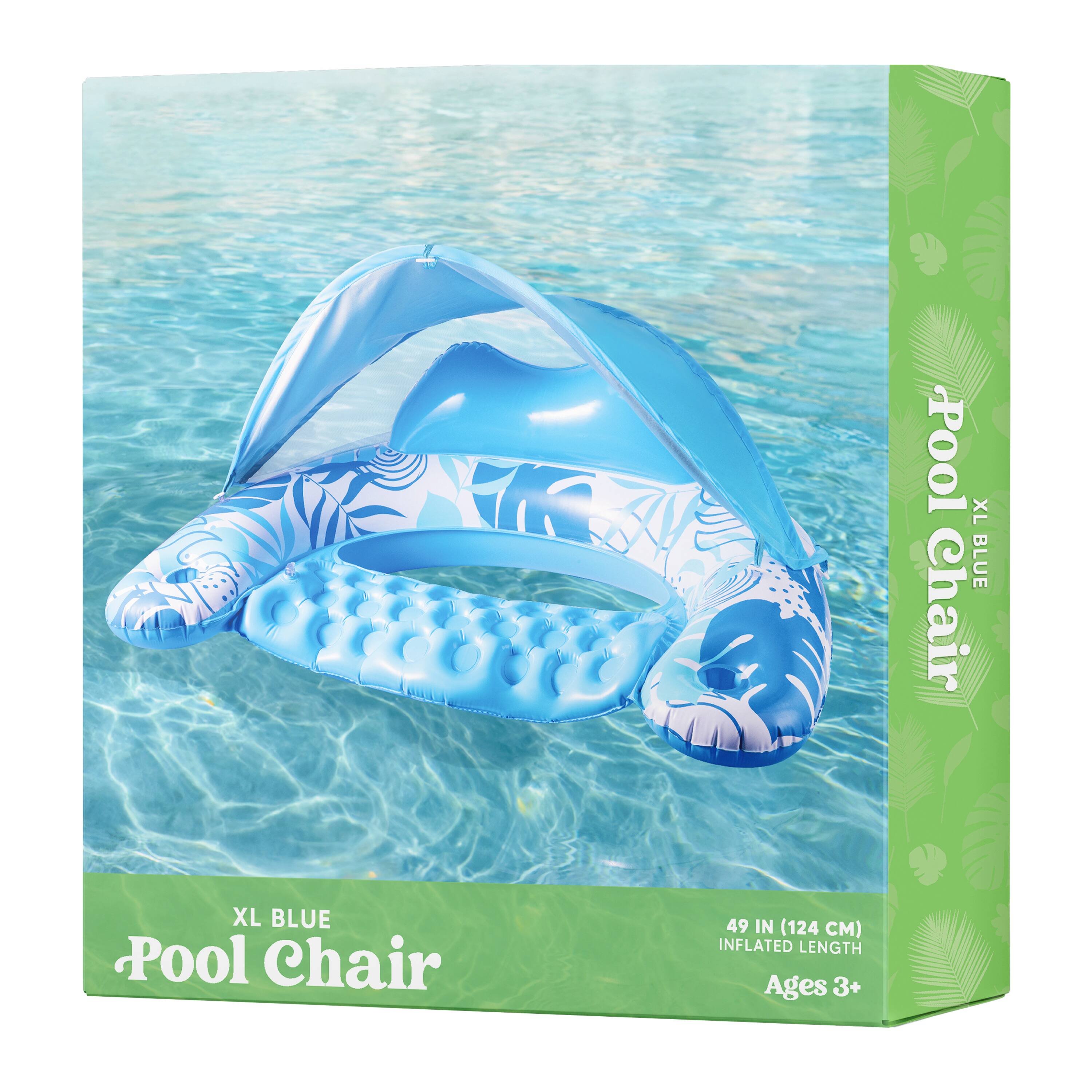 Pool XL BLUE Chair XL BLUE Pool Chair 49 IN (124 CM) INFLATED LENGTH Ages 3+