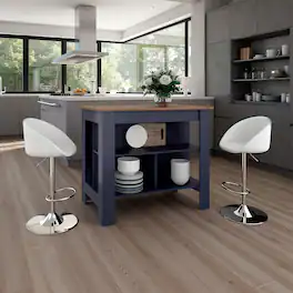 Loheer - Kitchen Island Modern Kitchen Decor Wide Top Surface - Navy Blue