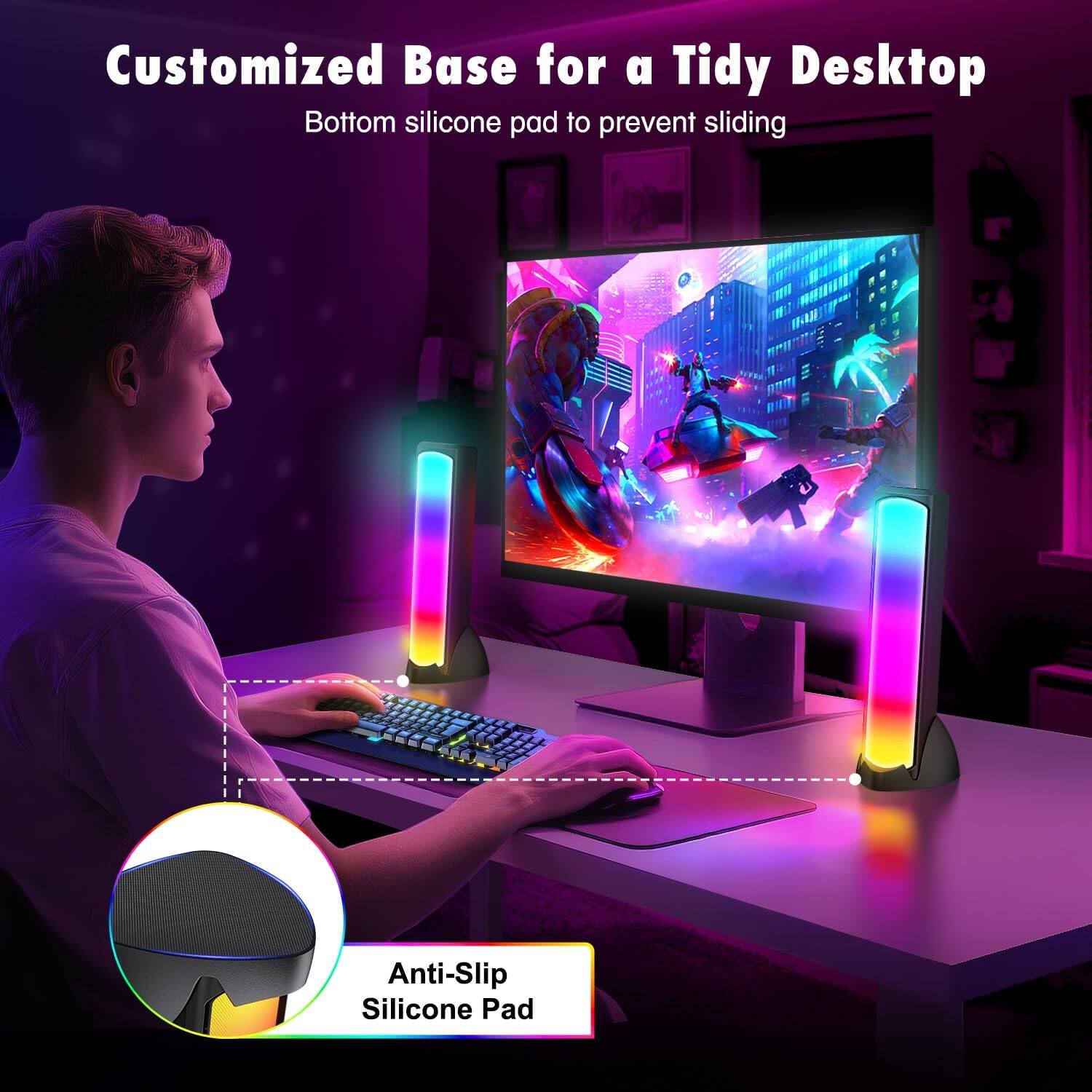 Customized Base for a Tidy Desktop  
Bottom silicone pad to prevent sliding  

Anti-Slip Silicone Pad