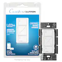 Lutron - Caseta Smart Dimmer Switch, 150W LED/600W Incandescent, for Wall and Ceiling Lights - White - Front_Zoom