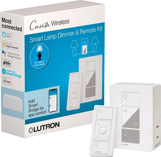 Lutron Caseta Wireless Smart Lighting Lamp Dimmer Switch And Remote Kit White P Pkg1p Wh R Best Buy