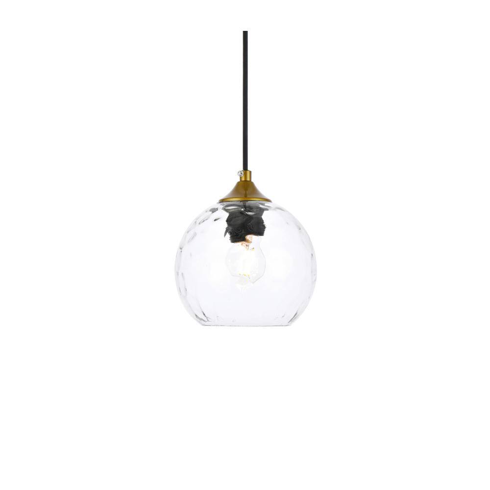 Alt View 4. Living District - Cashel 6 inch brass pendant - Brass And Clear.