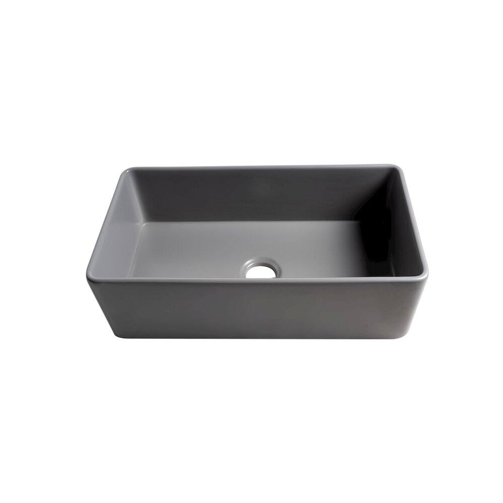 Alt View 3. Alfi - ALFI brand Gray Matte Smooth Apron 33 x 18 Single Bowl Fireclay Farm Sink - Gray.